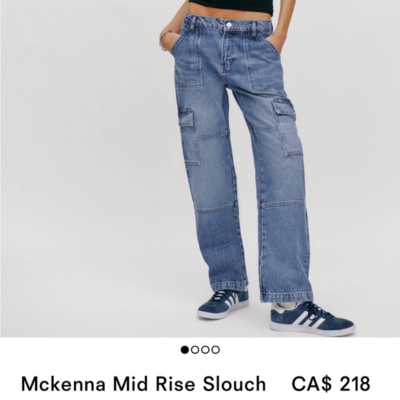 Reformation Mckenna Mid Rise Slouch Cargo Jeans - Picture 1 of 6
